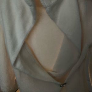 Vintage Ann Taylor Cream Sweater Wrap~MED~3/4 L Sleeves & Silver Buckle. NWOT.